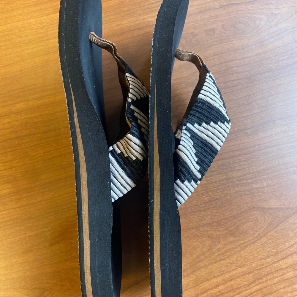 REEF Beige Black Spring Woven Women's Flip Flop Sandals size 9 - Picture 3 of 12